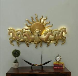 Metal Horse Sun Wall <b>Art</b> Gold Finish Handmade Decor for Home Decoration <b>Large</b> 33-40 Inch Contemporary Style - Product Image 3