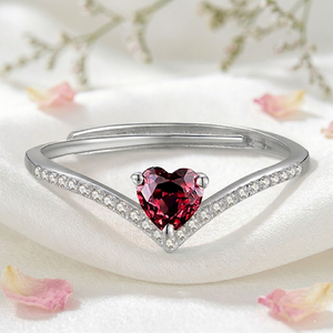 New Arrival Solid 925 Sterling <b>Silver</b> Heart Shape <b>Garnet</b> Gemstone Prong Setting <b>Ring</b> For Womens Handmade Jewelry Manufacaters - Product Image 1