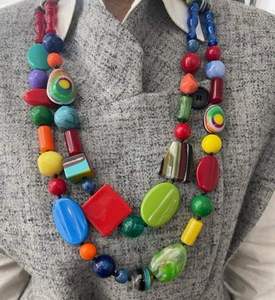 Designer Resin Beaded <b>Necklace</b> Artistic <b>Statement</b> Jewelry Piece Perfect for Casual Outfits Office Wear and Evening Gatherings - Product Image 5