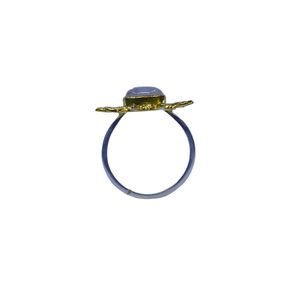 Wedding Wear 925 Sterling Silver Gold Plated Jewelry White <b>Rainbow</b> Moonstone Women Wear Classic Ring - Product Image 3