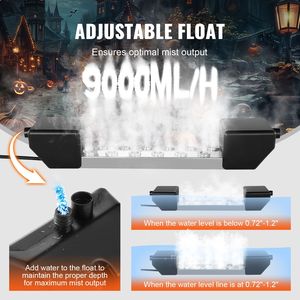 Generador de Niebla Ultrasónico de 12 Cabezales, 9000mL/H, Nebulizador Ultrasónico de 300W, Fuente de Alimentación Impermeable IP67 para Maquinaria de Cañón de Niebla para Boyas - Product Image 4