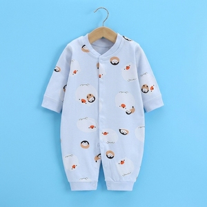 Combinaison Bébé Imprimée Dessin Animé en Coton Doux à Manches Longues avec Boutons Pression sur le Devant, Barboteuse sans Pieds pour Nouveau-né, Vêtement de Nuit pour Nourrisson, Vente en Gros OEM - Product Image 3