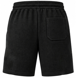 Shorts en tricot gaufré pour hommes, vêtements de sport personnalisés OEM, shorts décontractés d'été, taille élastique avec cordon de serrage, shorts de fitness, de gym, d'entraînement - Product Image 6