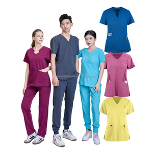 PROMOTION EXCEPTIONNELLE : Ensemble d'uniformes médicaux unisexes à col en V avec pantalon droit – Haut et pantalon de travail médical – Usine FMF - Product Image 6
