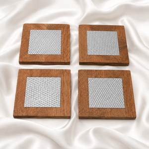 Handmade Metal Mango Wood <b>Drink</b> <b>Coasters</b> for Tea Cups, Coffee Mugs and Contemporary Home Decoration - Product Image 6