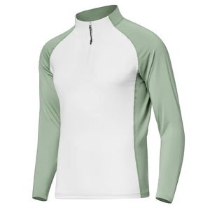 Unisex Long Sleeve High Neck Zipper Sport Shirt Moisture Wicking Breathable Fitted Polyester Top All Seasons Adult - Product Image 2