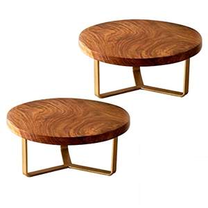 Base para Pastel de Madera de Acacia Hecha a Mano con Borde Tallado - Exhibidor Redondo Rústico para Postres, Bodas, Fiestas y Decoración del Hogar - Product Image 2