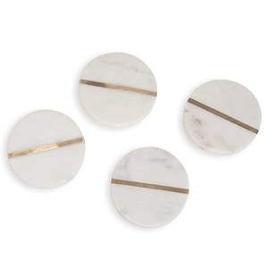 High Selling Marble Coaster Natural White Stone with <b>round</b> Design Brass Wholesale <b>Table</b> Decoration <b>Mats</b> & Pads - Product Image 5