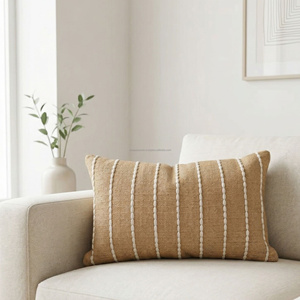 Housse de coussin lombaire en terre cuite tissée à la main, 30 × 50 cm, coussin décoratif rayé pour canapé, coussin d'appoint, décoration moderne - Product Image 3