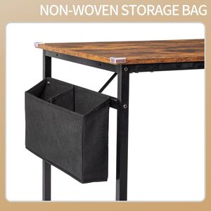 SG016FD P2 Particleboard with Rotten Wood Color 120cm Iron Pipe Cut-Off <b>Computer</b> <b>Desk</b> with Non-Woven Fabric Storage - Product Image 5