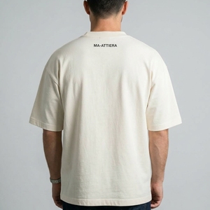 Camiseta de Hombre Color Blanco Hueso, Cuello Redondo, Manga Corta, Corte Holgado, Estampado Minimalista, Ropa Casual - Product Image 2