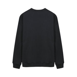 Men's <b>Black</b> <b>Crew</b> <b>Neck</b> Anti-Wrinkle Front Logo Pullover <b>Sweatshirt</b> Regular Fit Solid Color Casual Knitted 100% Cotton Autumn Wear - Product Image 2