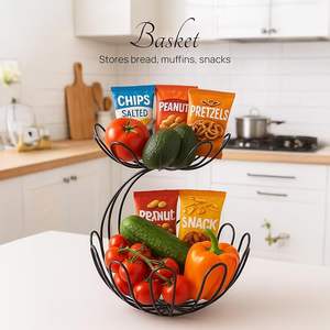 Panier de rangement en métal spacieux, organisateur multifonctionnel pour comptoir de cuisine - Product Image 1