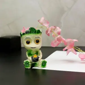 Jardinière en forme d'arbre pour bébé, adorable jardinière en résine, figurine d'arbre de dessin animé, plante décorative de bureau - Product Image 1
