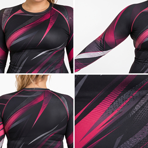 Camiseta deportiva de compresión estampada de talla grande para mujer, manga larga, protección UV, para gimnasio, capa base, top deportivo para mujer - Product Image 5