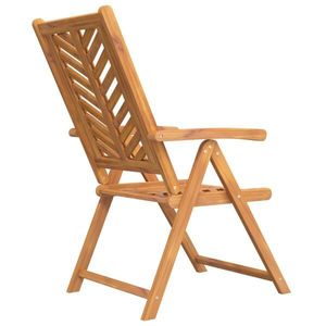 Solid Wood <b>Folding</b> Bistro Set, <b>Reclining</b> <b>Chairs</b> with Chevron Slat Back and Square Table - Product Image 3