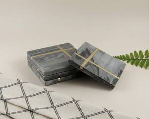 Eco-friendly 100% Marble Classic Round <b>Customized</b> Green Coaster <b>Cup</b> Mat Table Decorative FAIZA CRAFT Stocked - Product Image 1
