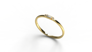 Luxury 18K Gold Baguette Diamond <b>Ring</b> with Round Diamond Dainty <b>Stacking</b> Promise <b>Ring</b> Wedding <b>Rings</b> Fine Jewelry Gift for Women - Product Image 2