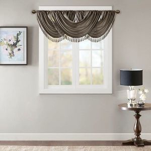 Peltro 38x46 in finta seta cascata abbellita mantovane eleganti tende e mantovane - Product Image 1