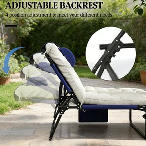 Sdraio Pieghevole Blu Navy per Cortile o Uso Esterno - Product Image 2