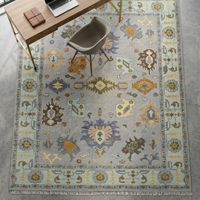 Luxury Multicolor Hand Knotted Wool Area Rug Classic Traditional Floral Pattern Flat Pile Decorative Carpet Living Room Bedroom
