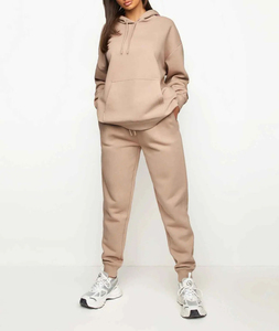 Ensemble de survêtement 2 pièces pour femme en polaire antibactérienne à manches longues, avec sweat à capuche et taille élastique, idéal pour le yoga, la gym, les voyages et les sports d'hiver - Product Image 1