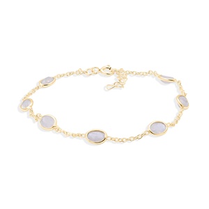 Pulsera de Cadena con Bisel de Piedra Lunar Ovalada Natural de Plata de Ley 925 Bañada en Oro al por Mayor - Joyas Memoria - Product Image 2