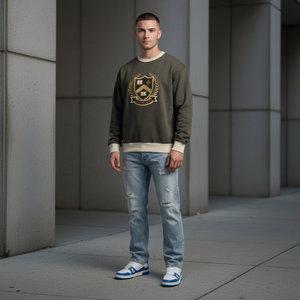 Sweat-shirt à col rond pour homme, couleur personnalisée, logo imprimé, coupe classique, tricoté, vêtements décontractés, hiver, respirant, écologique - Product Image 4