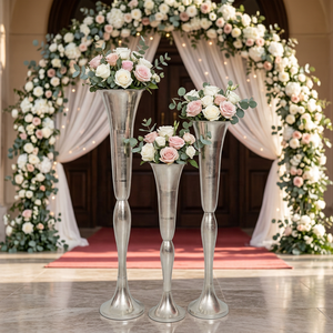 Modern Large Wedding Flower <b>Vases</b> Indian Handmade <b>Tall</b> Metal Eco-Friendly Floor <b>Vases</b> Wholesale Prices Christmas Home Decoration - Product Image 1