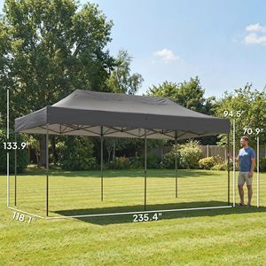 Tenda Pop-Up Resistente 10 X 20 Piedi UPF50+ con Borsa con Ruote, Grigio Scuro, Riparo Istantaneo Portatile per Esterni - Product Image 3
