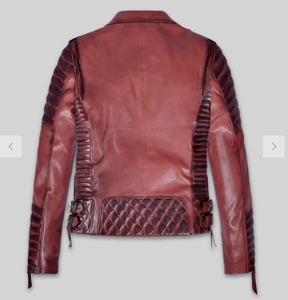 Veste en cuir pour homme et femme, modèle 2026, nouvelle mode, veste en cuir coupe-vent Charlotte Burnt Red - Product Image 3