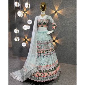 ชุดราตรีแฟนซีสำหรับงานปาร์ตี้ ชุดเลเฮนกาโชลี แต่งง่าย - Product Image 3