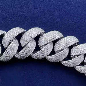 Ice Cubic Moissanite Diamond Cuban Link Chain <b>Necklace</b> Hip Hop Pave Clasp ChainJewelry for Men Women Party - Product Image 4