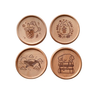 Traditional Wooden Floral Art Coaster Round Laser <b>Cut</b> Drink Coaster for Dining Table Kitchen Decor - Product Image 5