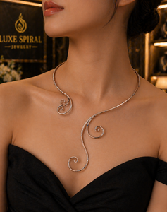 Collier en fil de cuivre fait main LUXE SPIRAL, design en spirale, motif de défilement exquis, bijoux en métal de luxe - Product Image 4