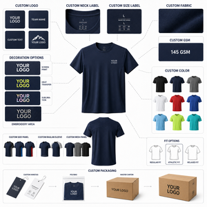 T-shirt pour homme noir à séchage rapide, manches courtes, col rond, coupe classique, tissu jersey, logo personnalisé imprimé sur le devant, style décontracté - Product Image 1
