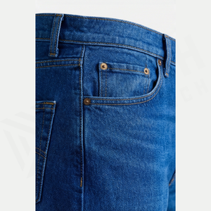 Straight-Leg <b>High</b> <b>Waist</b> Regular Fit Cotton Denim <b>Jeans</b> <b>Men</b> Casual Solid Color Midweight Spring Style Pants - Product Image 5