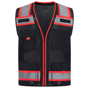 Gilet de sécurité homme pas cher en gros, polyvalent, style vintage, avec poches, respirant, 100% polyester, haute visibilité, réfléchissant - Product Image 1