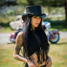 Sombrero de Vaquero de Cuero con Impresión Digital Hecho a Mano de Primera Calidad, con Cordón Ajustable, Estilo Europeo Americano, Sombrero para el Sol para Exteriores, Unisex para Adultos - Product Image 6