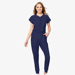 Offre Spéciale – Tenue d'Infirmière Femme Personnalisée, Manches Courtes, Col Rond, Coupe Ajustée, Multi-Poches, Extensible, Fermeture Éclair Intégrale, Tissu Épais - Product Image 2