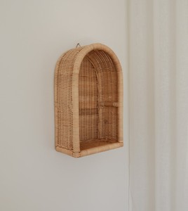 Étagère murale en rotin durable à 2 niveaux, présentoir suspendu, décoration artisanale pour la maison, organisateur de rangement, vente en gros, B2B - Product Image 1