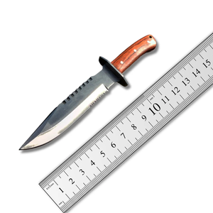 Couteau de chasse à lame fixe fait main sur mesure, acier à haute teneur en carbone, pointe tombante, bord plat, manche en bois, qualité industrielle, usage extérieur - Product Image 1