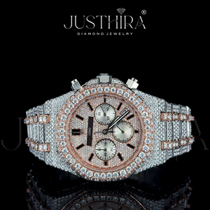 Reloj Cronógrafo de Dos Tonos con Incrustaciones de Diamantes de Imitación, Acero Inoxidable, Chapado en Oro Rosa, Reloj de Lujo Estilo Hip Hop, Venta al Por Mayor - Product Image 2