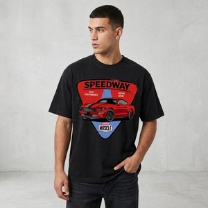 Nueva Camiseta Negra Estampada para Hombre, Manga Corta, Cuello Redondo, Informal, de Felpa, 280 Gramos, Corte Regular, Transpirable, Suave, Estilo Urbano, 100% Algodón - Product Image 3