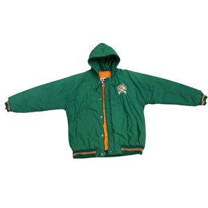 Blouson bomber à capuche vert pour homme, logo brodé, coupe-vent, hiver, décontracté, doublure en polaire polyester - Product Image 1