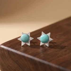 Niharika Gems Handmade 925 Sterling Silver Plated <b>Earring</b> In Blue Amazonite Gemstone For Women And <b>Girls</b> Wear In Wedding Party - Product Image 2