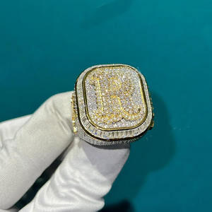 Anillo Champion de Plata de Ley 925 con Baño de Rodio, Clúster Completo de Moissanita, Estilo Hip Hop, Personalizado, Regalo de Aniversario de Bodas - Product Image 1