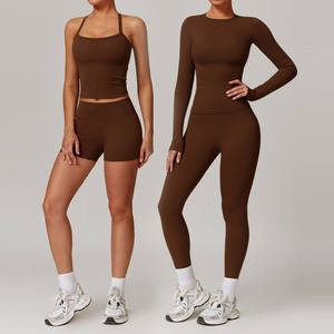 ชุดโยคะบราแบบผูกคอสำหรับผู้หญิง รุ่นใหม่ ดีไซน์ไขว้เอว ยกกระชับ ชุดออกกำลังกายสำหรับผู้หญิง เปิดหลัง มีกระเป๋า ชุดกีฬาวิ่งสีพื้น - Product Image 1