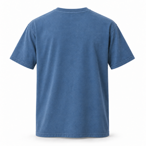 Relaxed Fit Streetwear Tee 255gsm Mineral <b>Blue</b> Heavyweight Washed Cotton Crew Neck Short Sleeve Shirt <b>Men</b> Custom Logo Printing - Product Image 5