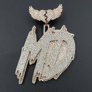 Pendentif Breloque 3D Personnalisé LL en Argent Sterling 925, Diamant VVS Hip Hop Personnalisé, Testeur de Qualité Inclus, Pendentif Prénom Glacé pour Fête - Product Image 5